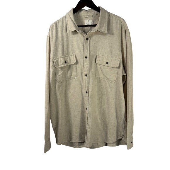 Mutual Weave Other - Mutual Weave Beige Button Up Shirt Men's XXL Long Sleeve Woven 100% Cotton